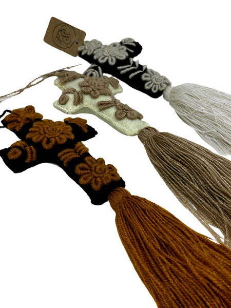 Embroidered Heart Tassels