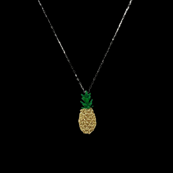 Sterling Silver Wire Crocheted Pineapple Necklace
