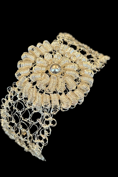 Sterling Silver Hand Crocheted Bracelet