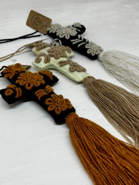 Embroidered Heart Tassels
