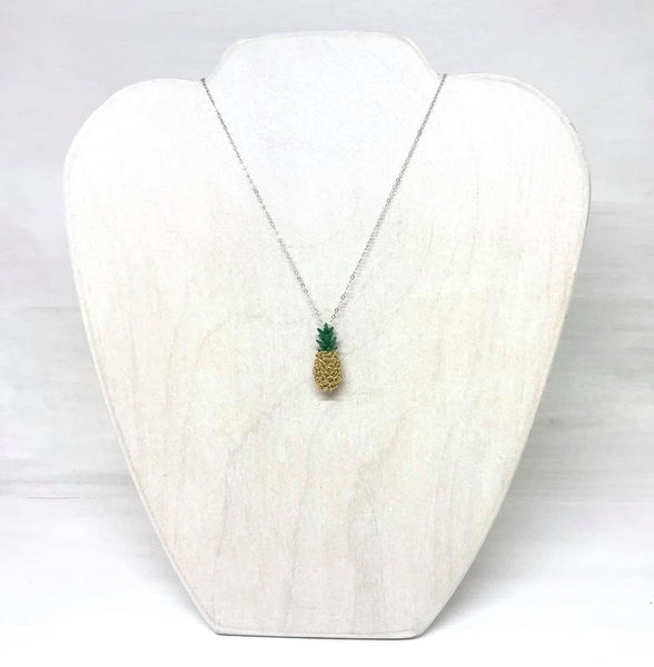 Sterling Silver Wire Crocheted Pineapple Necklace