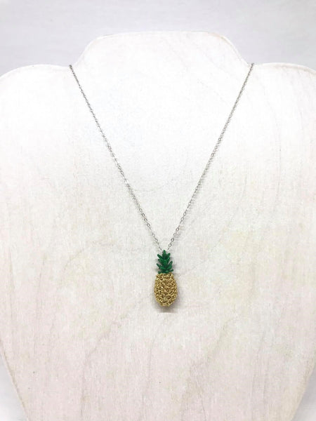 Sterling Silver Wire Crocheted Pineapple Necklace