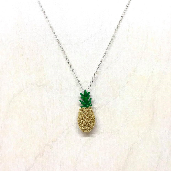 Sterling Silver Wire Crocheted Pineapple Necklace