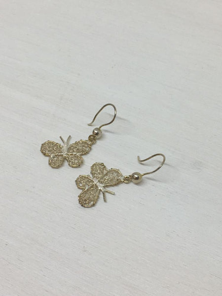 Sterling Silver Crochet Butterfly Earrings