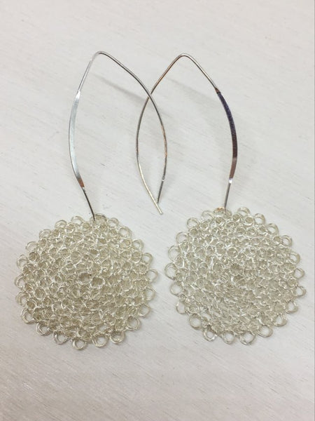 Sterling Silver Wire Crocheted Drop Earrings