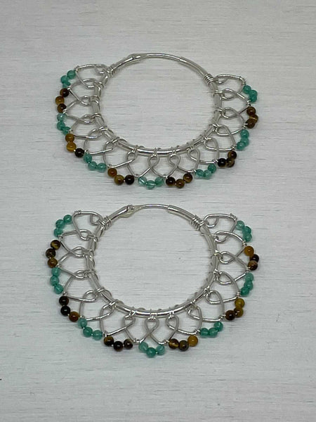 Wire Wrapped Sterling Silver Earrings