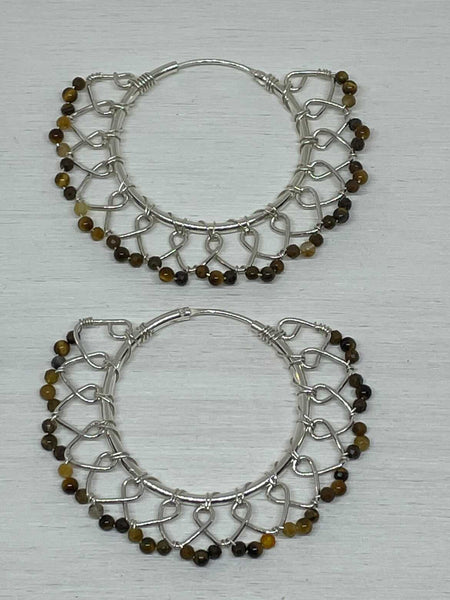 Wire Wrapped Sterling Silver Earrings