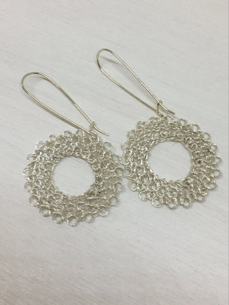 Sterling Silver Wire Crocheted Drop Earrings