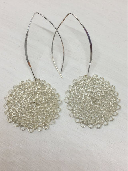 Sterling Silver Wire Crocheted Drop Earrings