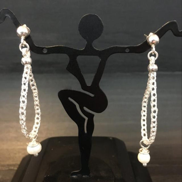 Fresh-Water Pearl Sterling Crochet Earrings