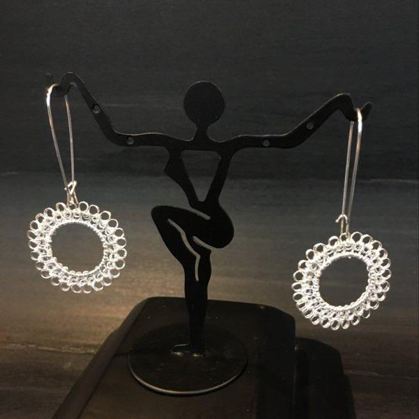 Sterling Silver Wire Crocheted Drop Earrings