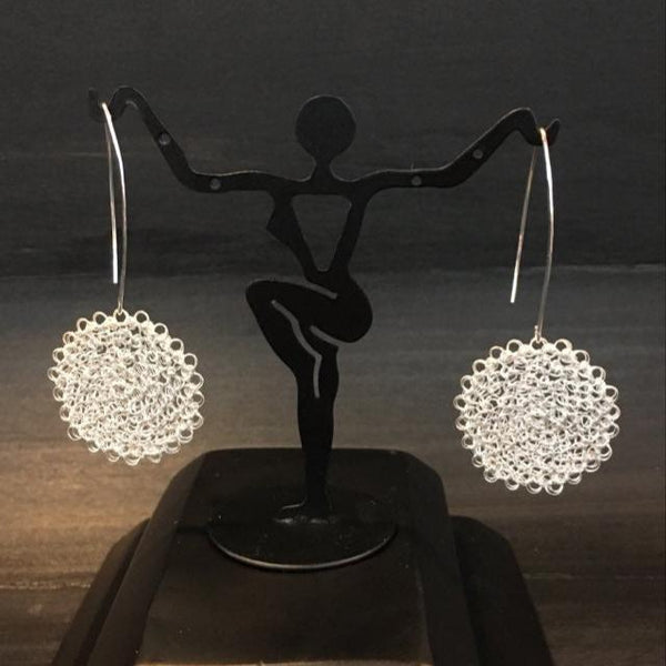 Sterling Silver Wire Crocheted Drop Earrings