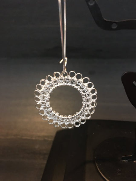 Sterling Silver Wire Crocheted Drop Earrings