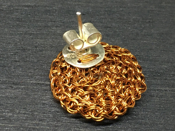 Disk Sterling Stud Wire Crochet Earrings