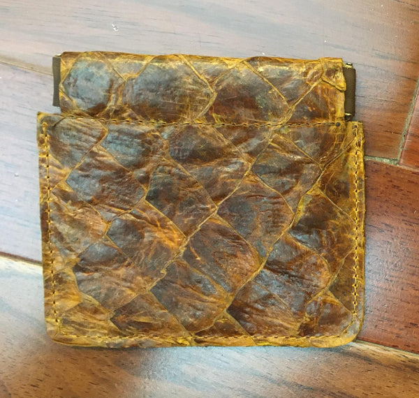 Genuine Arapaima Fish Leather and Cowhide Coin Pouch