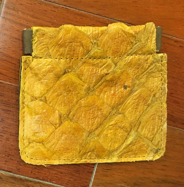Genuine Arapaima Fish Leather and Cowhide Coin Pouch