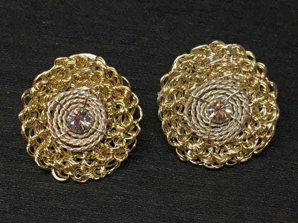 Disk Sterling Stud Wire Crochet Earrings