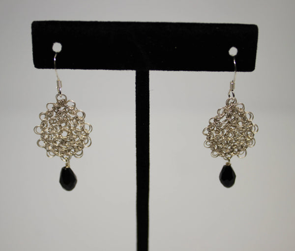 Silver Plated Wire Crocheted Drop Earrings