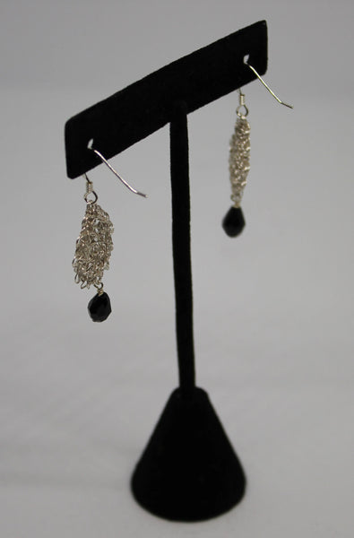 Silver Plated Wire Crocheted Drop Earrings
