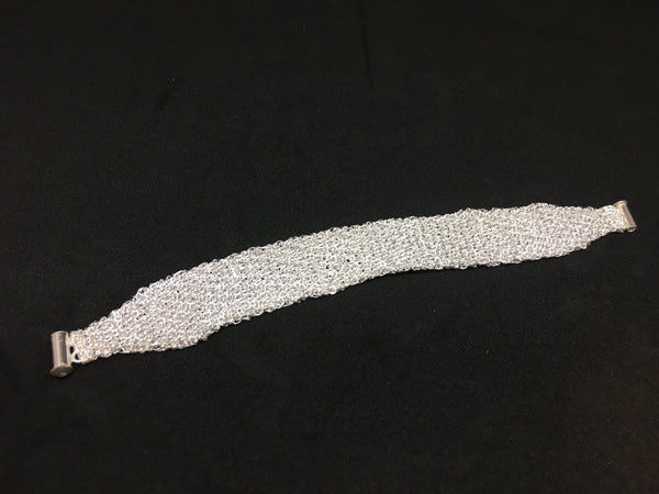 Sterling Silver Hand-Crocheted Bracelet