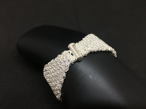 Sterling Silver Hand-Crocheted Bracelet
