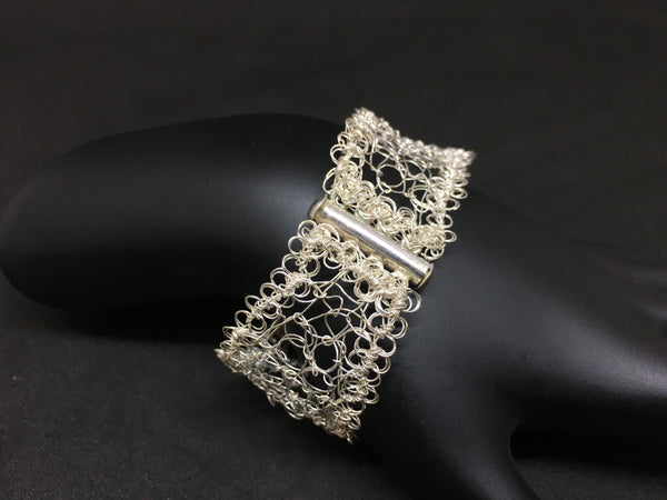 Sterling Silver Hand Crocheted Bracelet