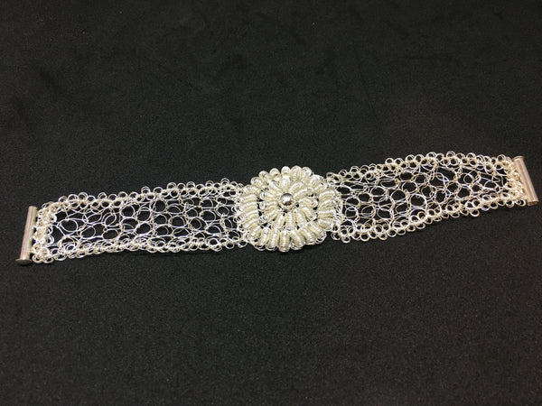 Sterling Silver Hand Crocheted Bracelet