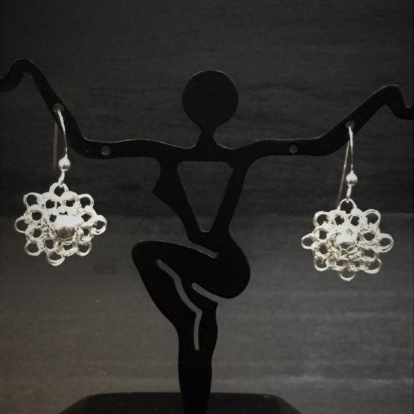 Sterling Silver Wire Crocheted Earrings