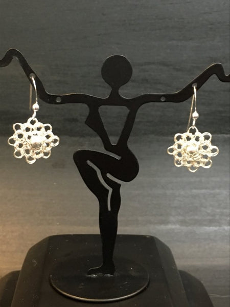 Sterling Silver Wire Crocheted Earrings