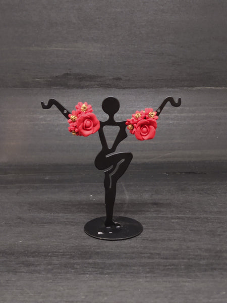 Handcrafted Polymer Clay Rose Earrings