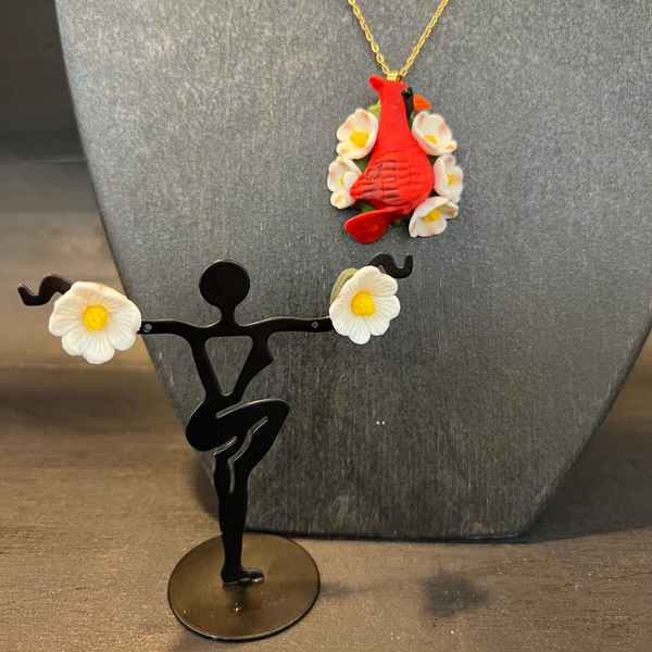 Polymer Clay Cardinal Necklace & Earring Set