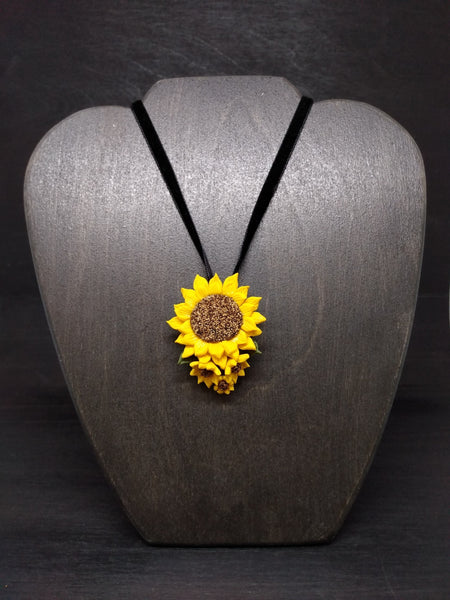 Handcrafted Polymer Clay Sunflower Necklace