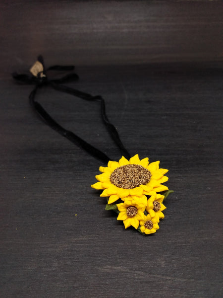 Handcrafted Polymer Clay Sunflower Necklace