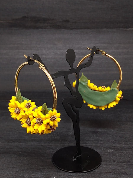 Handcrafted Polymer Clay Sunflower Earrings