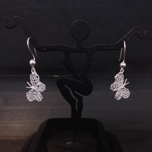 Sterling Silver Crochet Butterfly Earrings