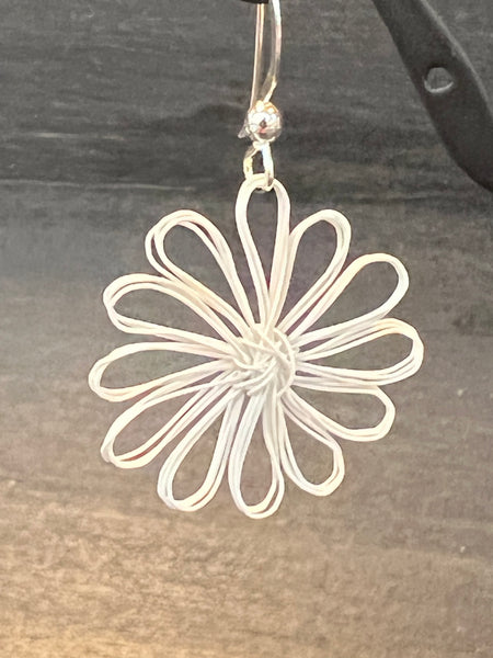 Enameled Copper Crochet Daisy Earrings