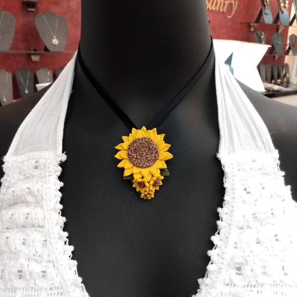 Handcrafted Polymer Clay Sunflower Necklace