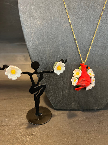 Polymer Clay Cardinal Necklace & Earring Set