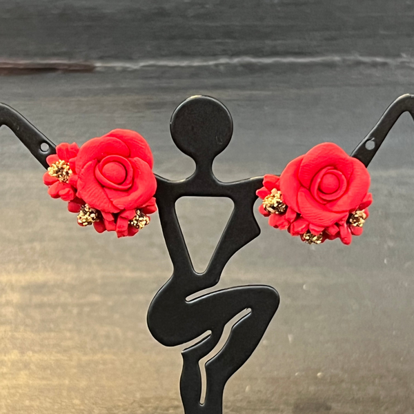 Handcrafted Polymer Clay Rose Earrings