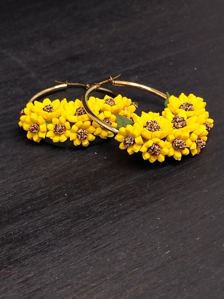Handcrafted Polymer Clay Sunflower Earrings