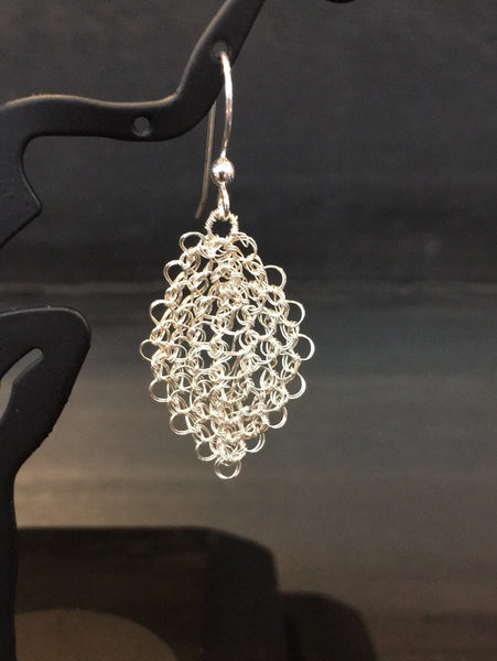 Sterling Silver Crochet Leaf Earrings