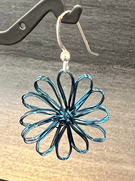 Enameled Copper Crochet Daisy Earrings