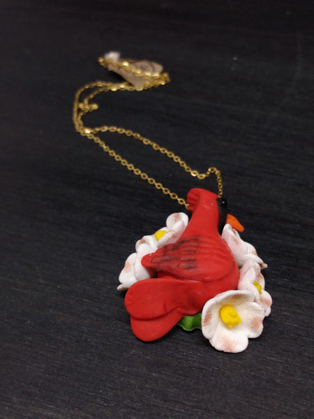 Polymer Clay Cardinal Necklace & Earring Set