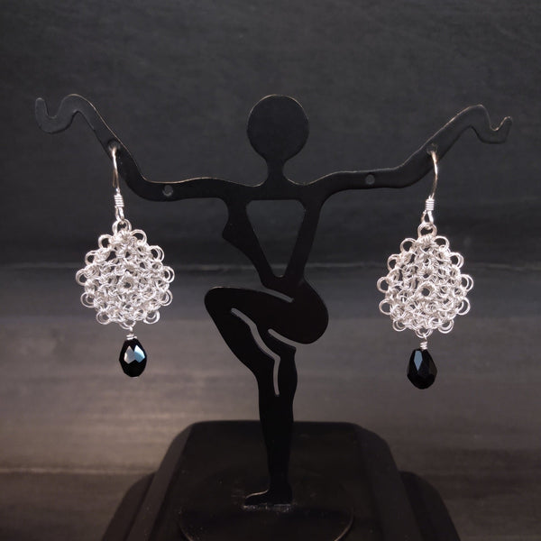 Silver Plated Wire Crocheted Drop Earrings