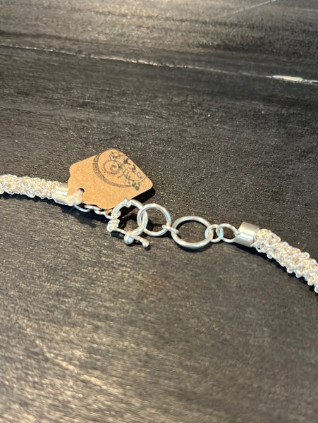 Sterling Silver Wire Crocheted Heart Necklace