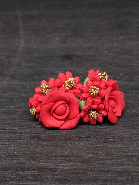 Handcrafted Polymer Clay Rose Earrings