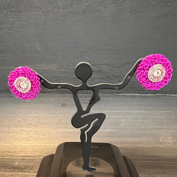 Disk Sterling Stud Wire Crochet Earrings