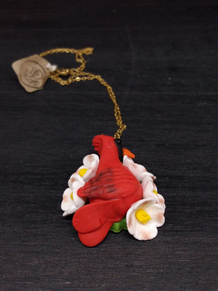 Handcrafted Polymer Clay Cardinal Necklace