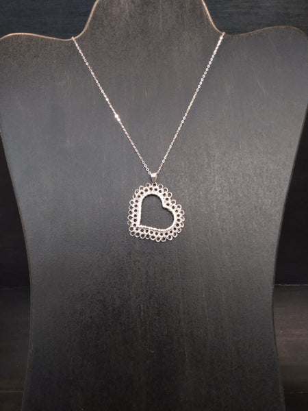 Sterling Silver Wire Crocheted Heart Necklace