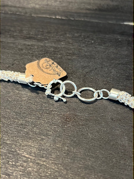 Sterling Silver Wire Crocheted Heart Necklace